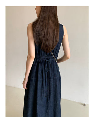 Retro Lace-up Midi Dress