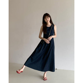Retro Lace-up Midi Dress