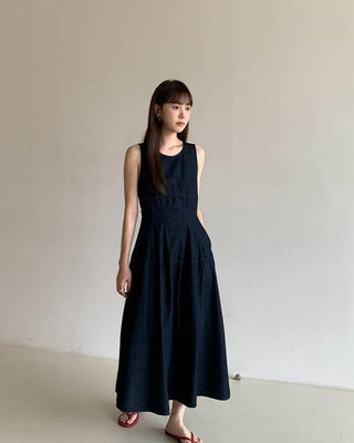 Retro Lace-up Midi Dress