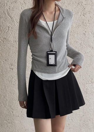 Contrast long sleeve zipper
