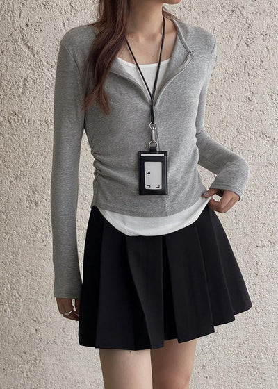 Contrast long sleeve zipper