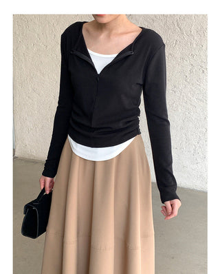 Contrast long sleeve zipper