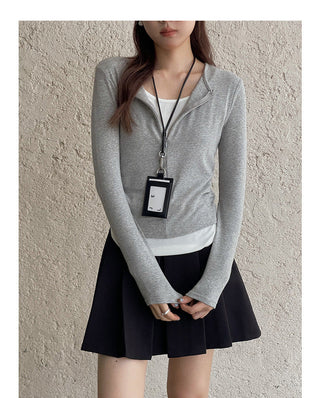 Contrast long sleeve zipper
