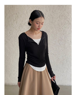 Contrast long sleeve zipper