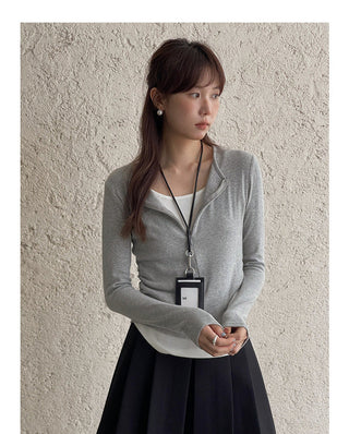Contrast long sleeve zipper