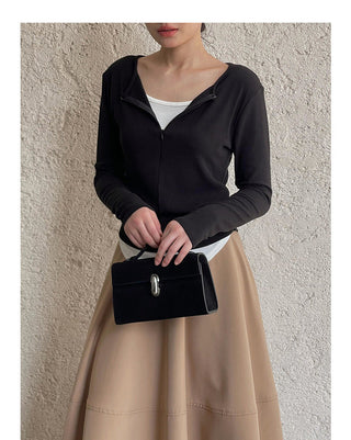 Contrast long sleeve zipper