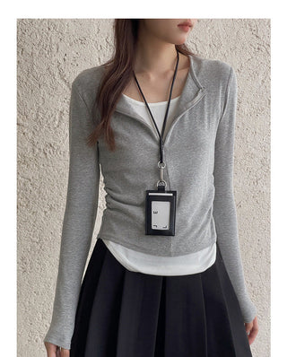 Contrast long sleeve zipper