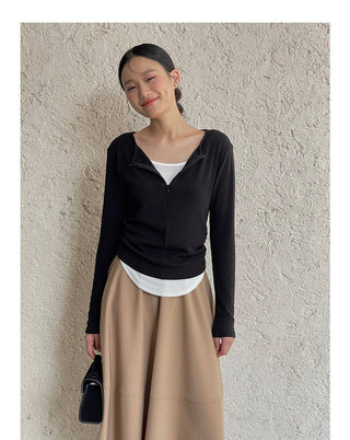 Contrast long sleeve zipper