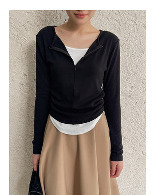 Contrast long sleeve zipper