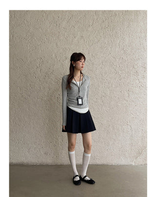 Contrast long sleeve zipper