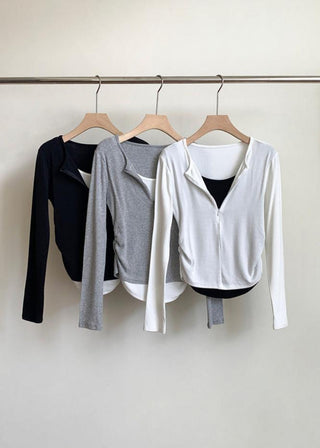 Contrast long sleeve zipper