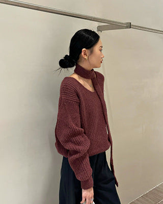 Solid color V-neck sweater