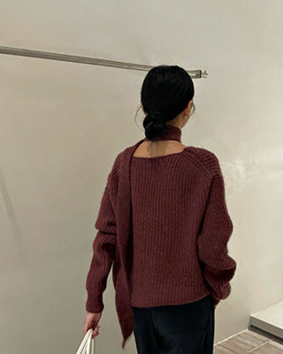 Solid color V-neck sweater