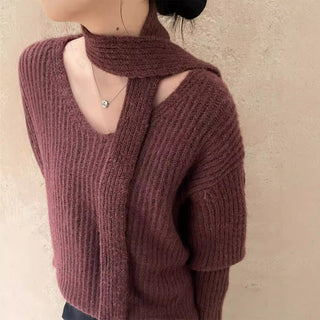 Solid color V-neck sweater