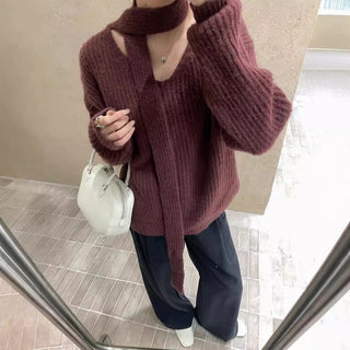 Solid color V-neck sweater