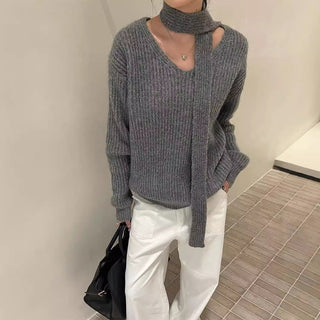 Solid color V-neck sweater