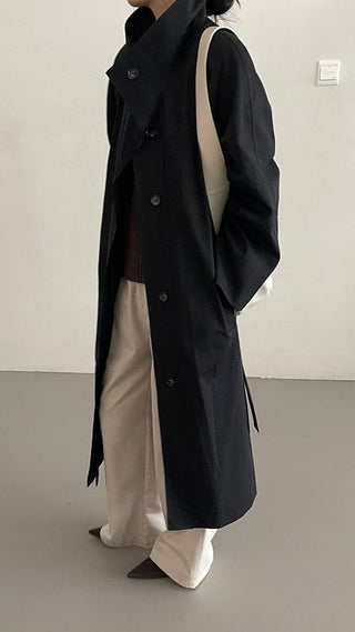 Korean stand collar trench coat