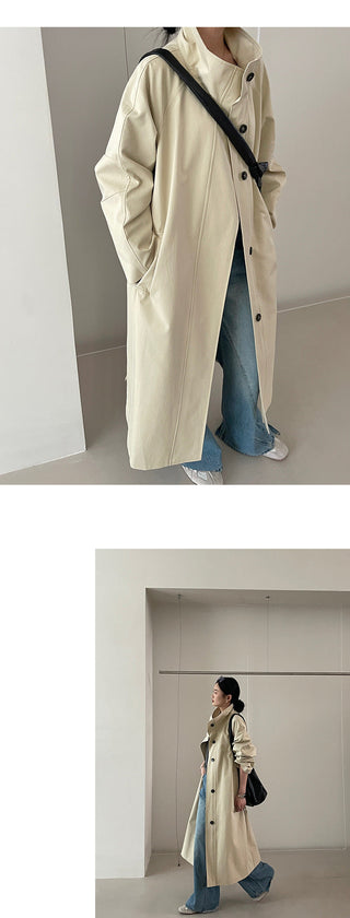 Korean stand collar trench coat