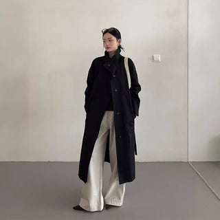 Korean stand collar trench coat