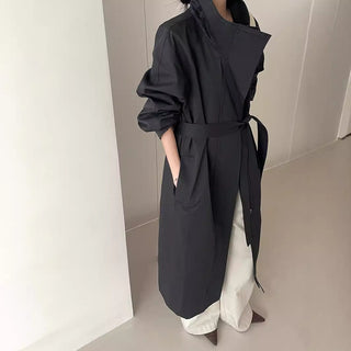 Korean stand collar trench coat
