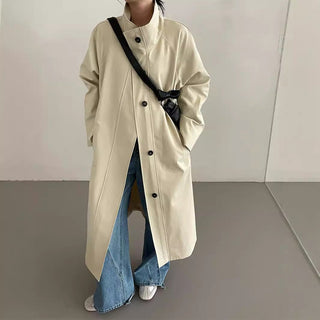 Korean stand collar trench coat