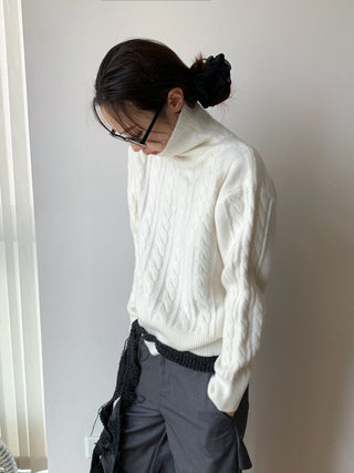 Korean high collar knitted sweater