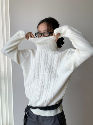 Korean high collar knitted sweater