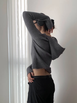 Retro ribbed hooded sweater