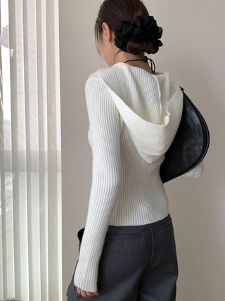 Retro ribbed hooded sweater