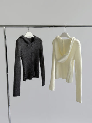 Retro ribbed hooded sweater