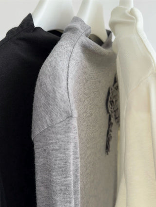 Bow Half-turtleneck Slim-fit Top