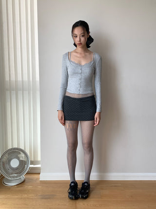 Korea Short Lace Lace Fake Two-piece top
