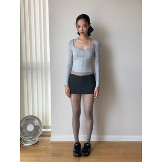 Korea Short Lace Lace Fake Two-piece top