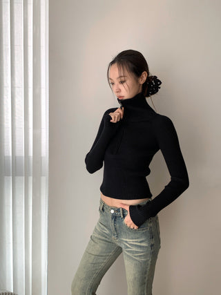 Half-Zip Turtleneck Sweater