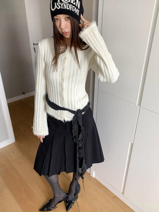 Korea fur Knitted Cardigan