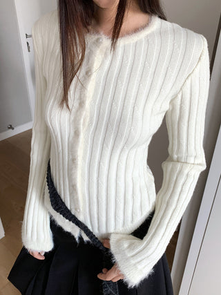 Korea fur Knitted Cardigan