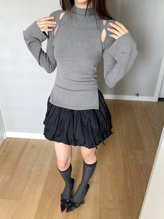 Half-turtleneck Hollow Long-sleeved T-shirt