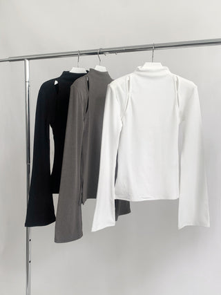 Half-turtleneck Hollow Long-sleeved T-shirt