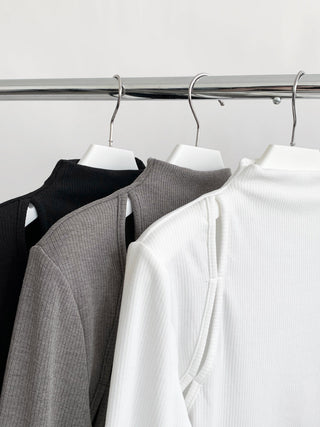 Half-turtleneck Hollow Long-sleeved T-shirt