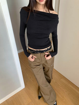 one-shoulder slim-fit top