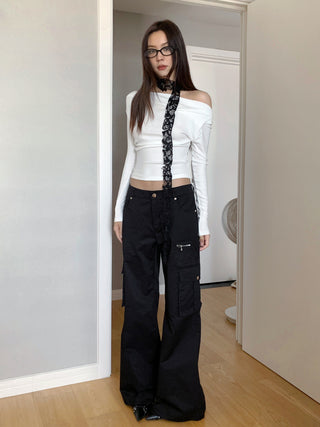 one-shoulder slim-fit top