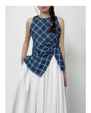 Pleated Waist Slit Top