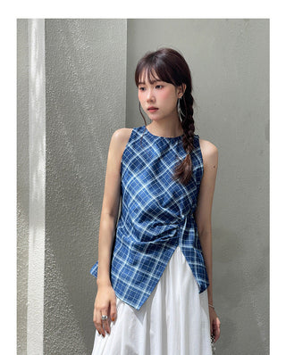 Pleated Waist Slit Top