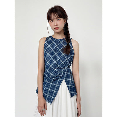 Pleated Waist Slit Top