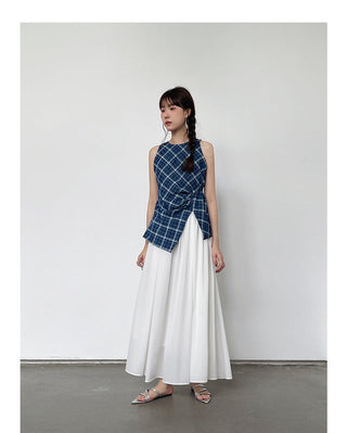 Pleated Waist Slit Top