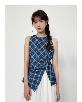 Pleated Waist Slit Top