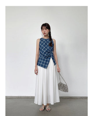 Pleated Waist Slit Top
