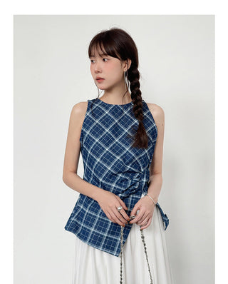 Pleated Waist Slit Top