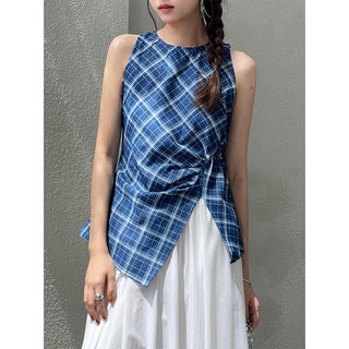 Pleated Waist Slit Top
