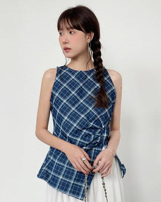 Pleated Waist Slit Top